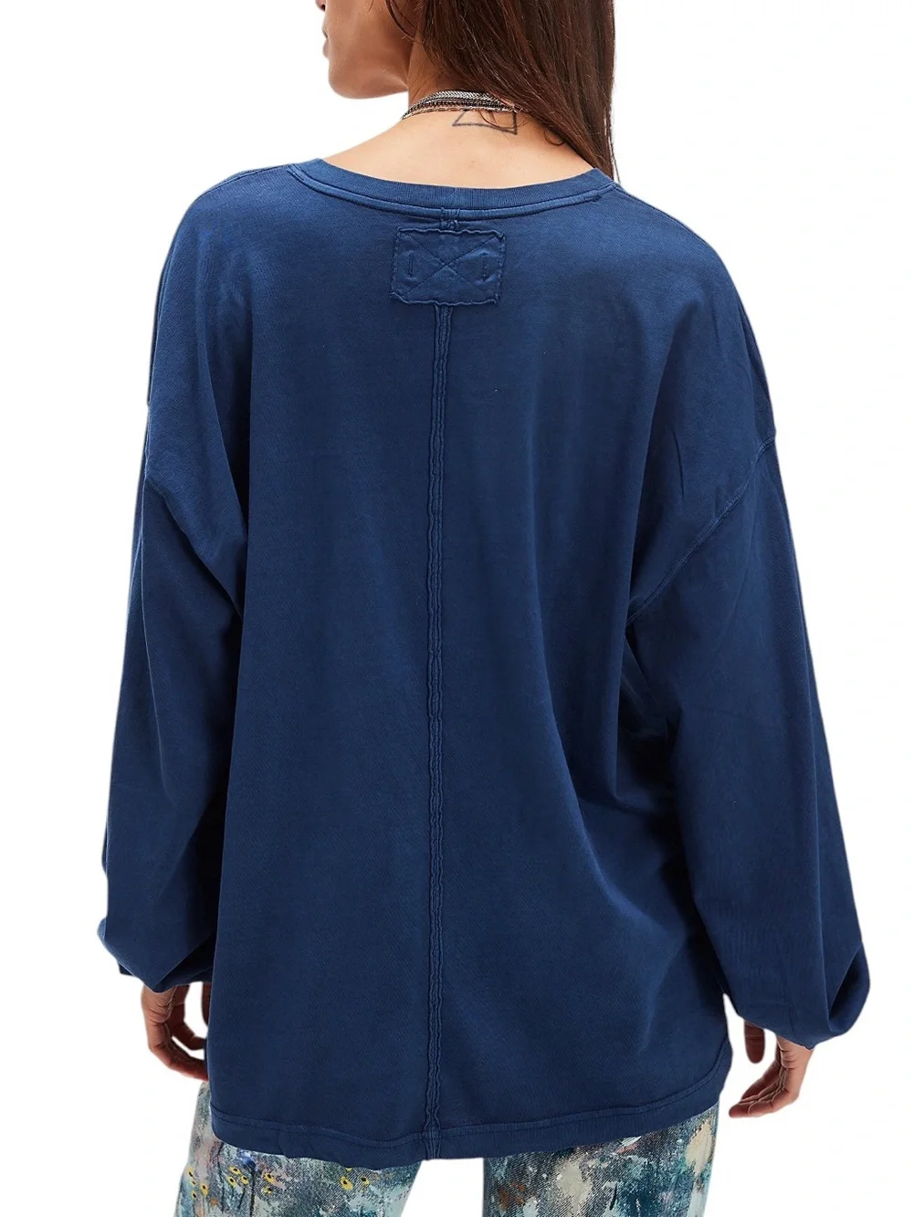 NEW Free People Perfect Oversized Navy Blue Long Sleeve Top - S